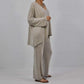 Amelia - Kaki Gebreide Casual Set met Blouse en Broek