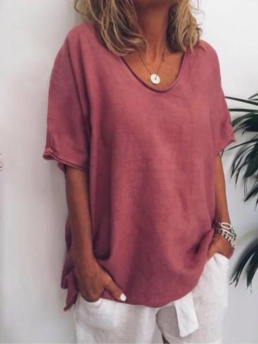 Jade - Donkergroen V-hals T-shirt met Korte Mouwen voor Plus Size Dames