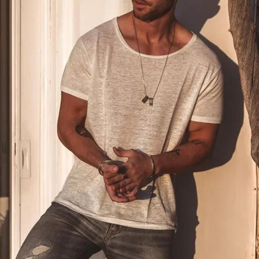 Stijlvol Heren T-Shirt: Losse Pasvorm, Effen Kleur