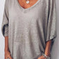 Lila - Roze Hartvormige Hals Dolman Mouw T-Shirt