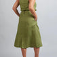 Cora - Groene Mouwloze Jurk met Riem en Knopen