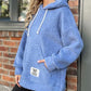 Loose Hooded Long-Sleeved Plush Top