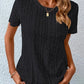 Elle - Witte Losse T-shirt met Oogborduurwerk en Ronde Hals