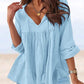 Chique Losse V-hals Blouse met Lange Mouwen