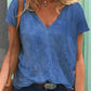 Luca - Geel V-hals T-shirt met Korte Mouwen