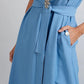Maya - Blauwe Mouwloze Jurk met Tailleband