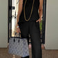 Eva - Blauwe Mouwloze Top met Wijde Broek Set