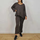 Amelia - Kaki Gebreide Casual Set met Blouse en Broek
