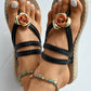 Lily - Groene Bloemen Strand Slippers met Gevlochten Bandjes