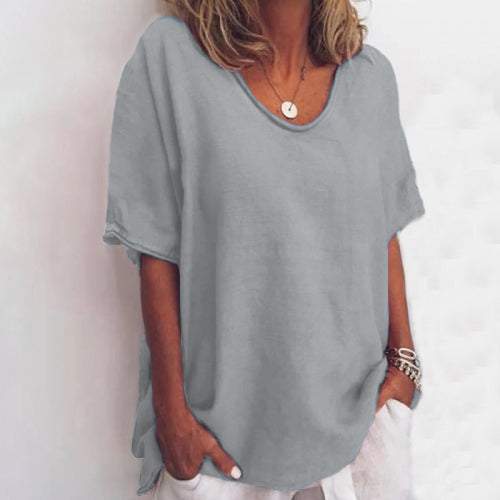 Jade - Donkergroen V-hals T-shirt met Korte Mouwen voor Plus Size Dames
