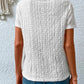 Elle - Witte Losse T-shirt met Oogborduurwerk en Ronde Hals