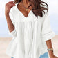 Chique Losse V-hals Blouse met Lange Mouwen