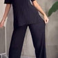 Julia - Blauw Casual Pak met Ronde Hals