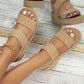 Zoë - Beige Sleehak Sandalen met Dubbele Band