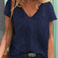 Luca - Geel V-hals T-shirt met Korte Mouwen