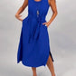 Maya - Blauwe Mouwloze Jurk met Tailleband