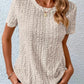 Elle - Witte Losse T-shirt met Oogborduurwerk en Ronde Hals