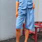 Anna - Blauw Casual Kort Pak met Revers
