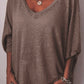 Lila - Roze Hartvormige Hals Dolman Mouw T-Shirt