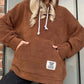 Loose Hooded Long-Sleeved Plush Top