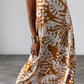 Nina - Bruine Ronde Hals Mouwloze Printjurk