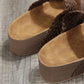 Mia - Koffiekleurige Vlecht Sleehak Sandalen