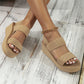 Zoë - Beige Sleehak Sandalen met Dubbele Band