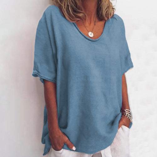 Jade - Donkergroen V-hals T-shirt met Korte Mouwen voor Plus Size Dames