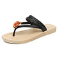 Lily - Groene Bloemen Strand Slippers met Gevlochten Bandjes