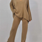 Amelia - Kaki Gebreide Casual Set met Blouse en Broek