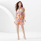 Ireline - Oranje Bloemen Jurk