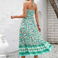 Groene Halter Maxi Jurk met Bloemenprint - Eva