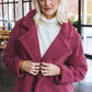 Mauve Majesteit: Luxueuze Oversized Sherpa Teddy Jas met Elegante Reverskraag