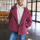 Mauve Majesteit: Luxueuze Oversized Sherpa Teddy Jas met Elegante Reverskraag