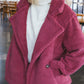 Mauve Majesteit: Luxueuze Oversized Sherpa Teddy Jas met Elegante Reverskraag