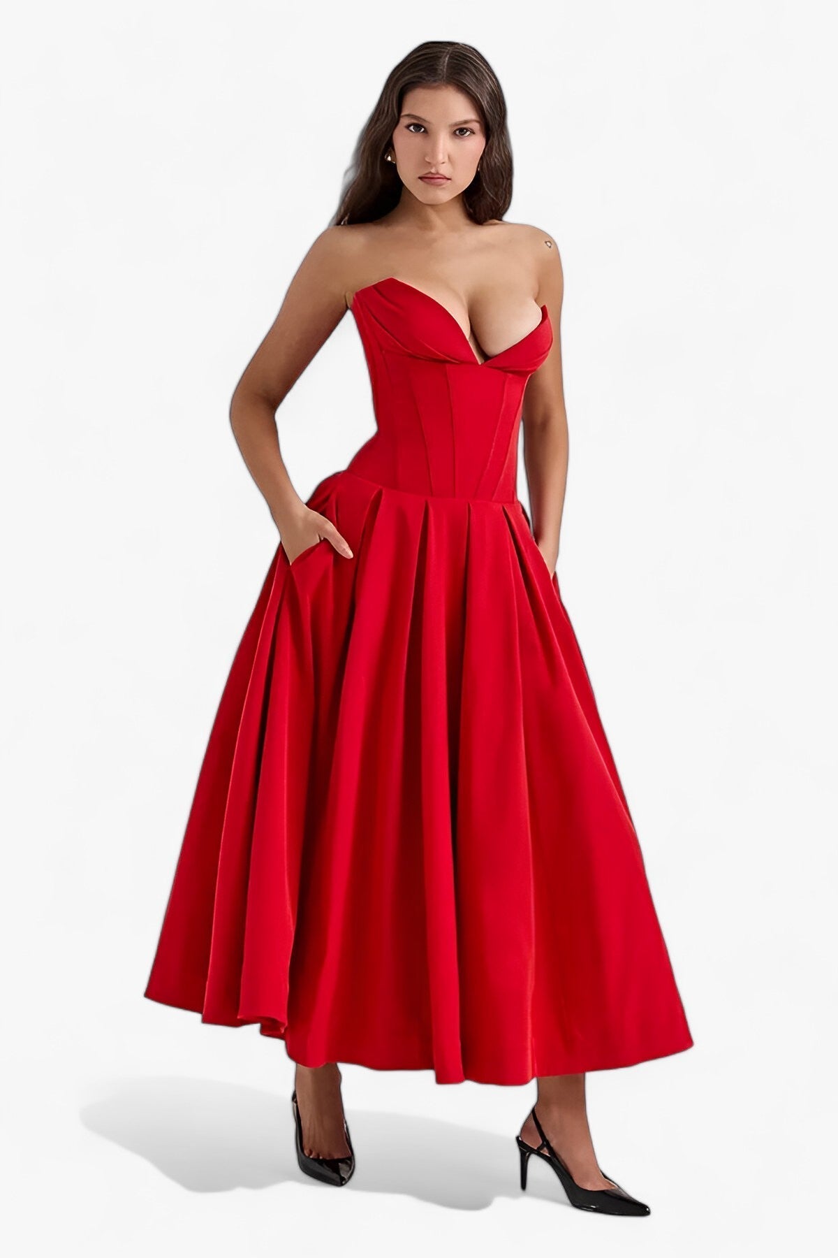Alida - Strapless Midi Jurk