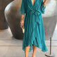 Sophie - groene chiffon jurk met v-hals