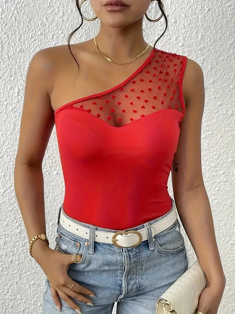 Hedy - Blote Schouder Hartjesprint