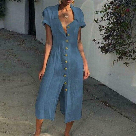 Emma - Blauwe Comfortabele Modejurk