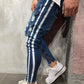Blauwe Gescheurde Jeans met Witte Strepen - Finn