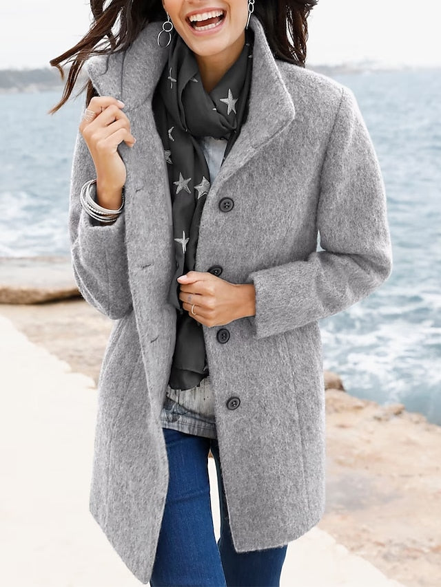 Elegante Fusie: Dames Thermische Pea Coat - Stijlvol, Winddicht en Warm