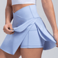 Fiona - V-Taille Geplisseerde Tennisrok met Zakken Zwart