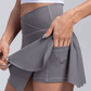 Fiona - V-Taille Geplisseerde Tennisrok met Zakken Zwart