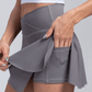Fiona - V-Taille Geplisseerde Tennisrok met Zakken Zwart