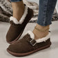 CozyCloud Dames Pluche Fleece Gevoerde Flats: Wolkenzacht Comfort & Enkelwarmend Ontwerp